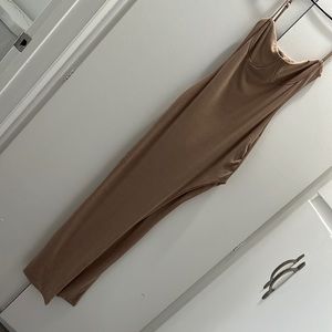 Princess poly brand bodycon dress in beige color